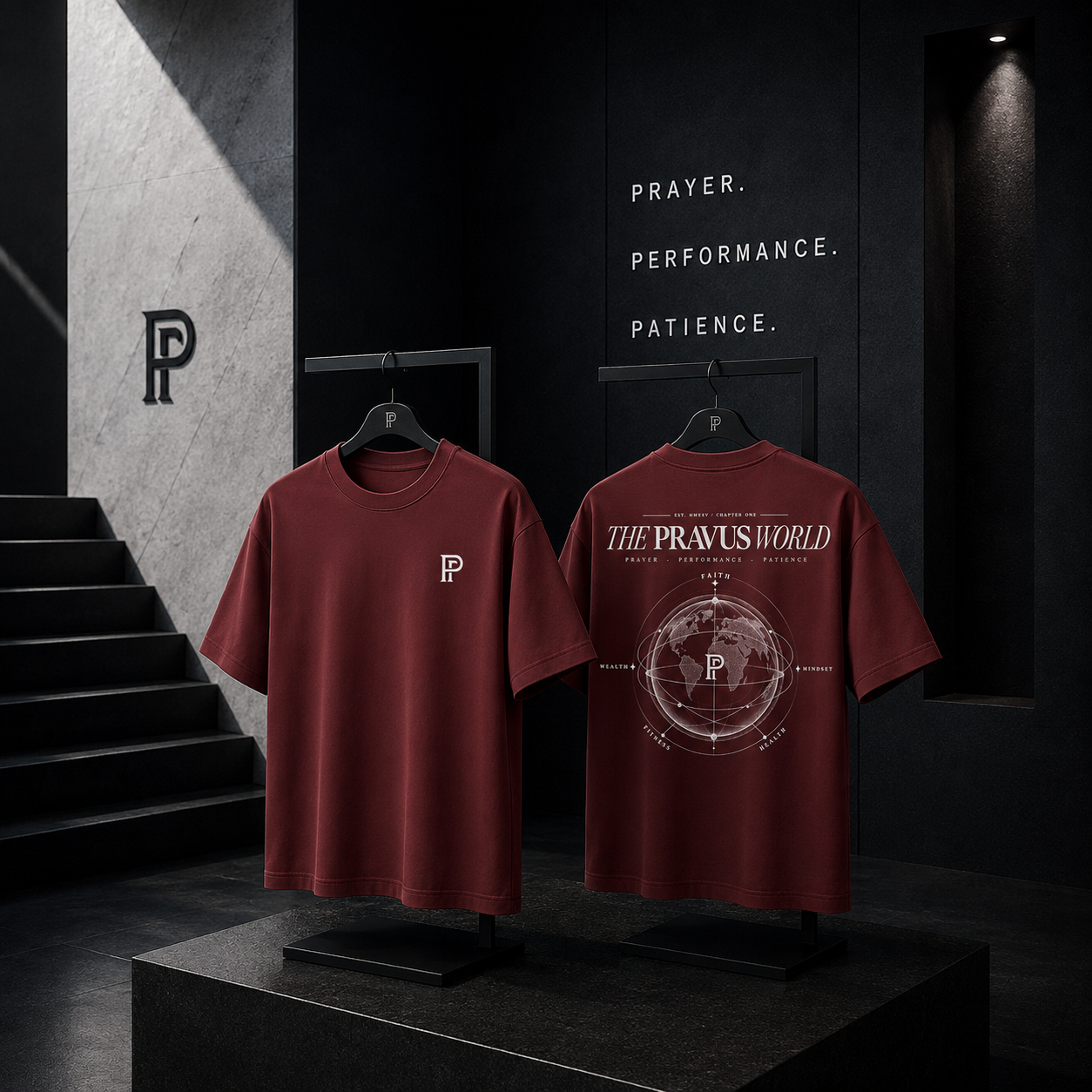 Pravus World T Shirt, Maroon