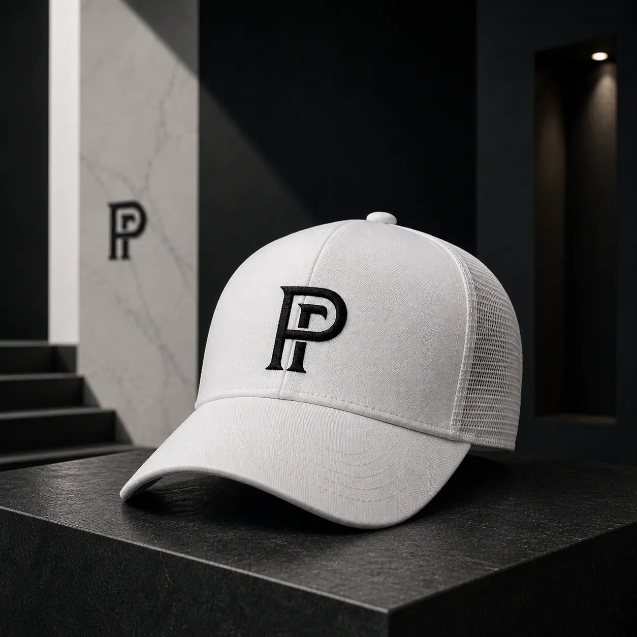 White Monogram Cap, White