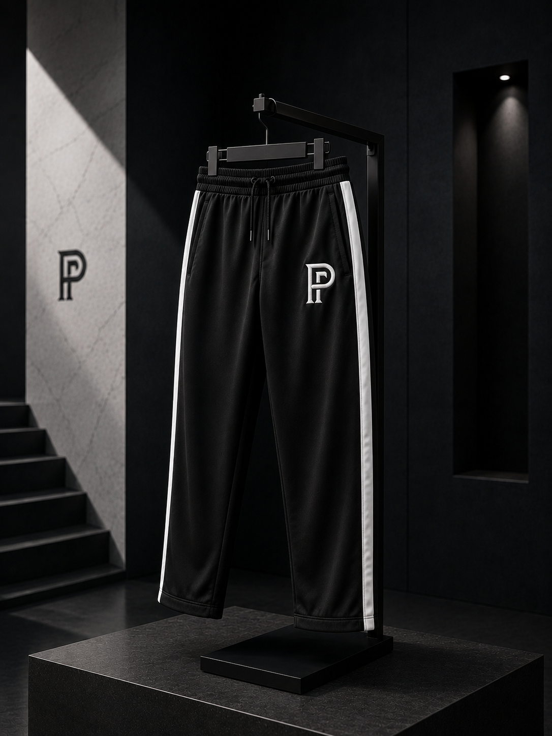 Pravus Performance Track Pant, Black / White